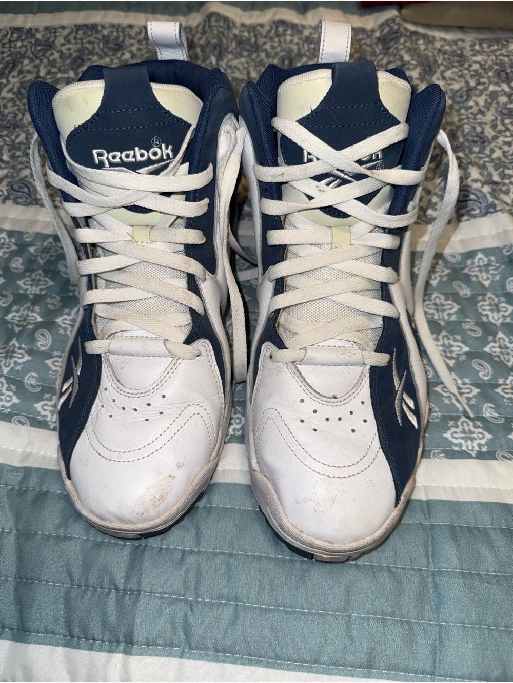 Reebok men's Navy and White High-Top Sneakers